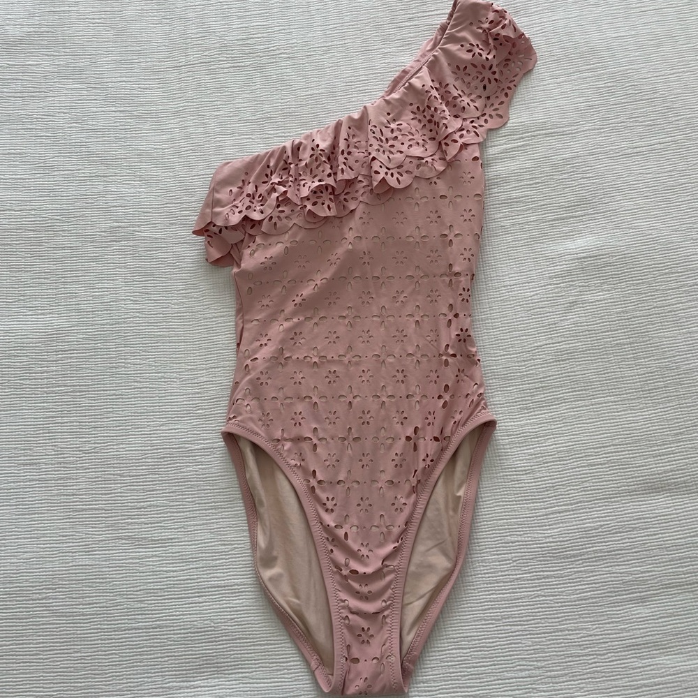 J.Crew - one shoulder suit - pink eyelet - size 2